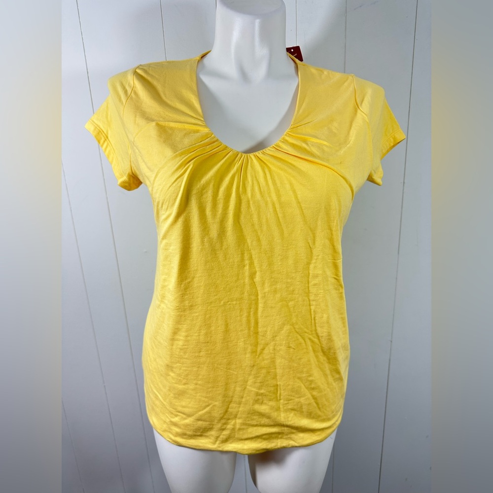 NEW Merona Shirt Womens XXL Yellow Slightly Fitted V-Neck Short Sleeve Tee Top